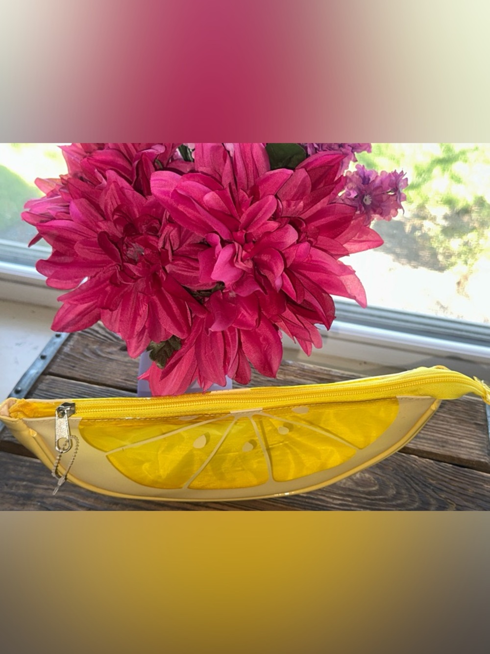 Yellow Lemon Slice Clear Cosmetic Pouch/ Beach Pouch- New - Picture 5 of 5